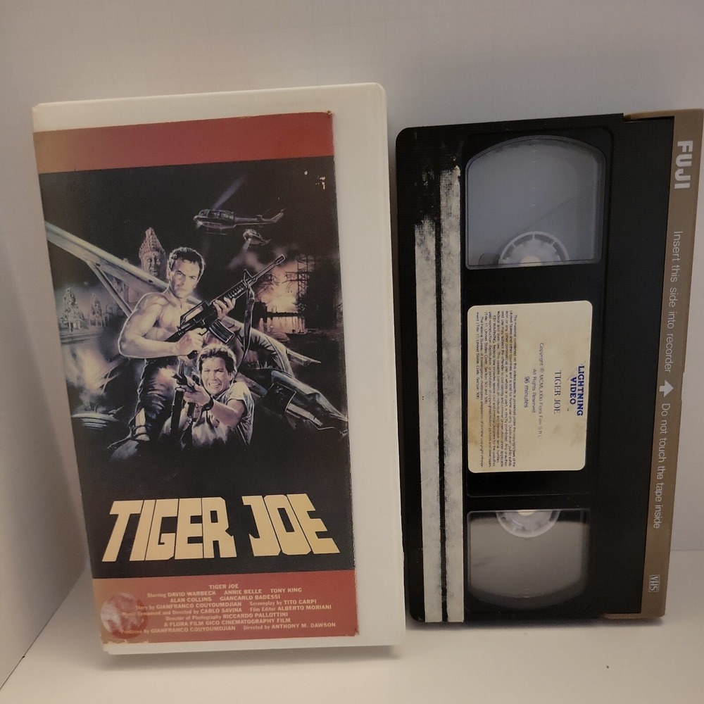 Tiger Joe VHS 1986 Lightning Video Clamshell Case David Warbeck Alan Collins